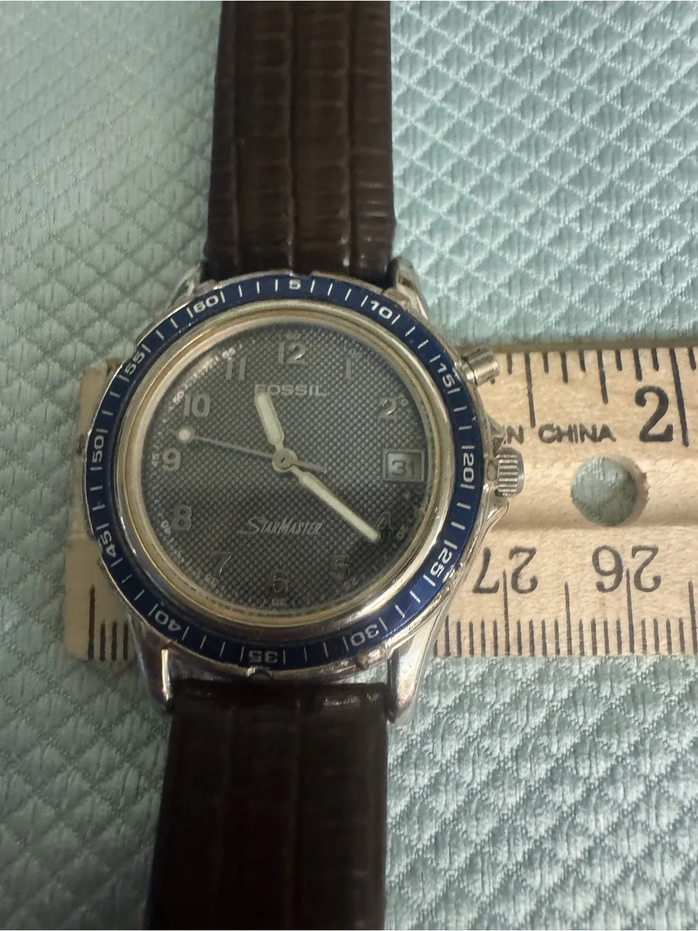 Fossil Star Master Men’s Dark Brown Leather Strap Watch with Silver Case
